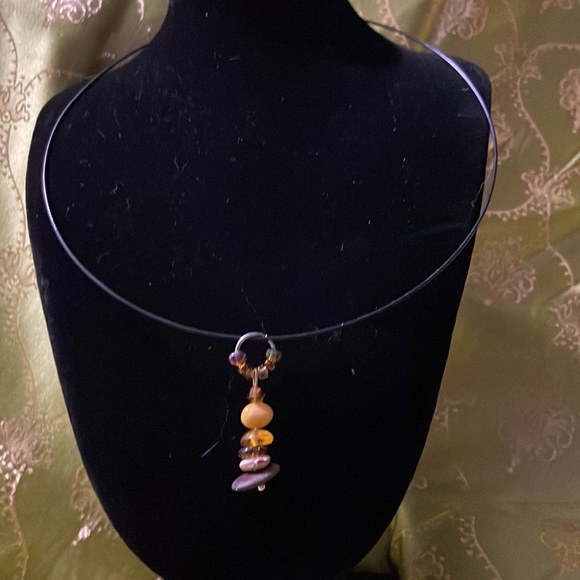 Handmade Jewelry Necklace w Upcycled Amber & real seed beads & New Glass Beads - Picture 1 of 5